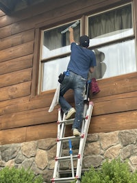 Second story window cleaning